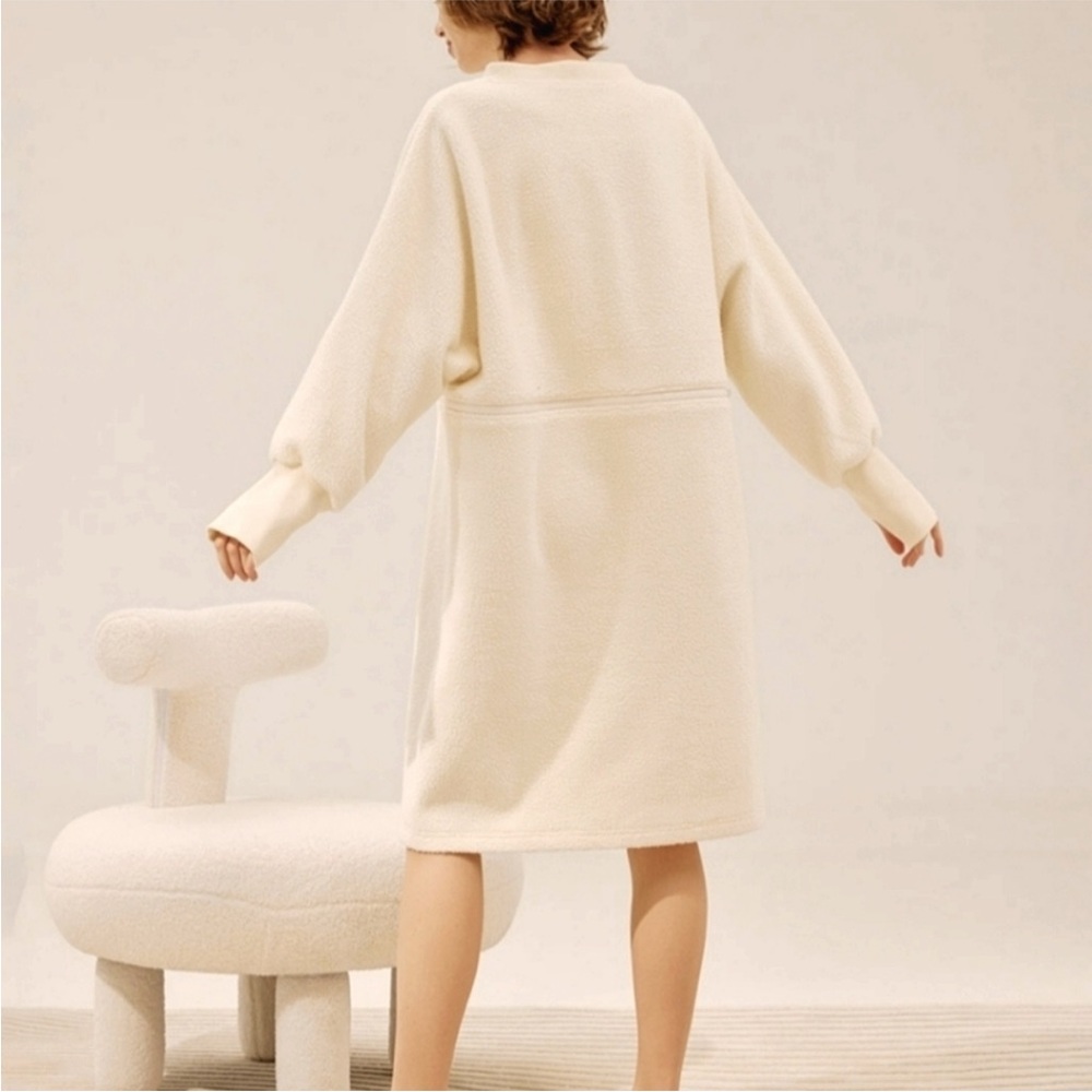 NWT Zippered Loose Fleece Dress (Ivory) - nap loungewear - Picture 2 of 3